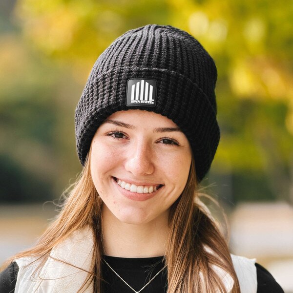 Zoozatz 5-Bar Black Waffle Knit Beanie